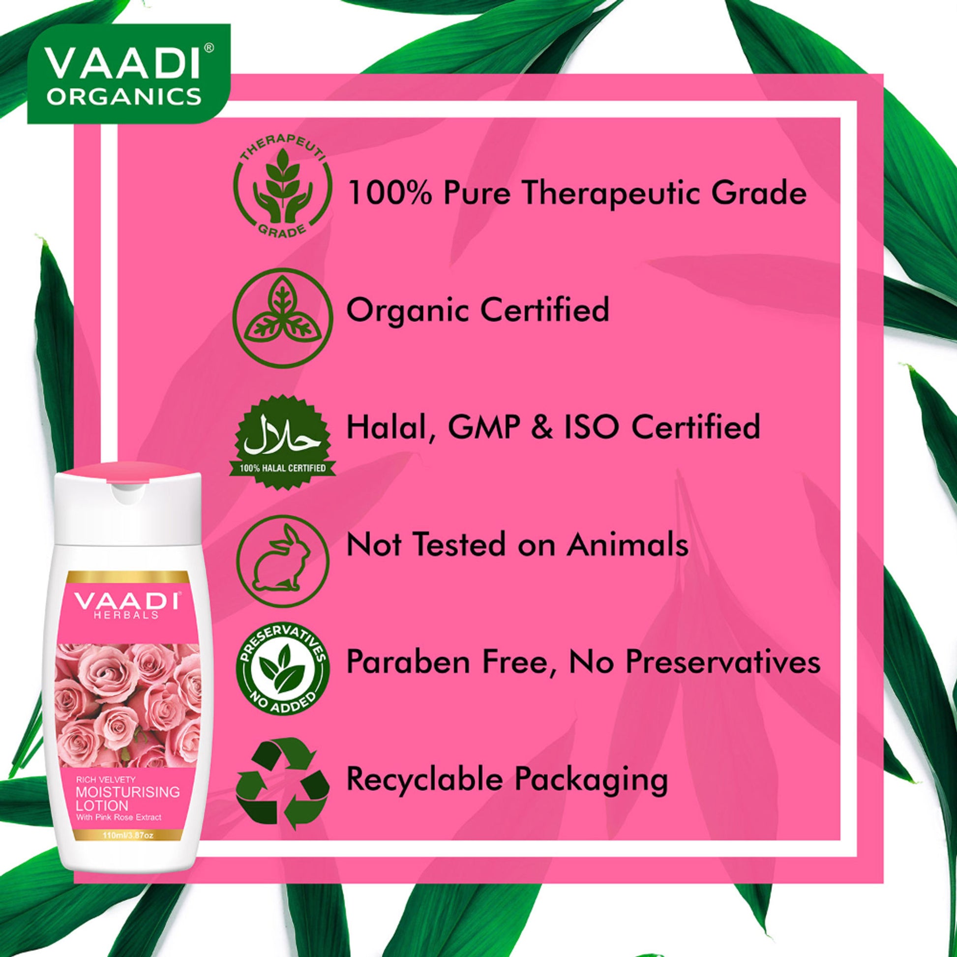 Vaadi Herbals Moisturising Lotion With Pink Rose Extract