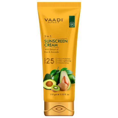 Vaadi Herbals 3 In 1 Sunscreen Cream with Extract Of Kiwi & Avocado