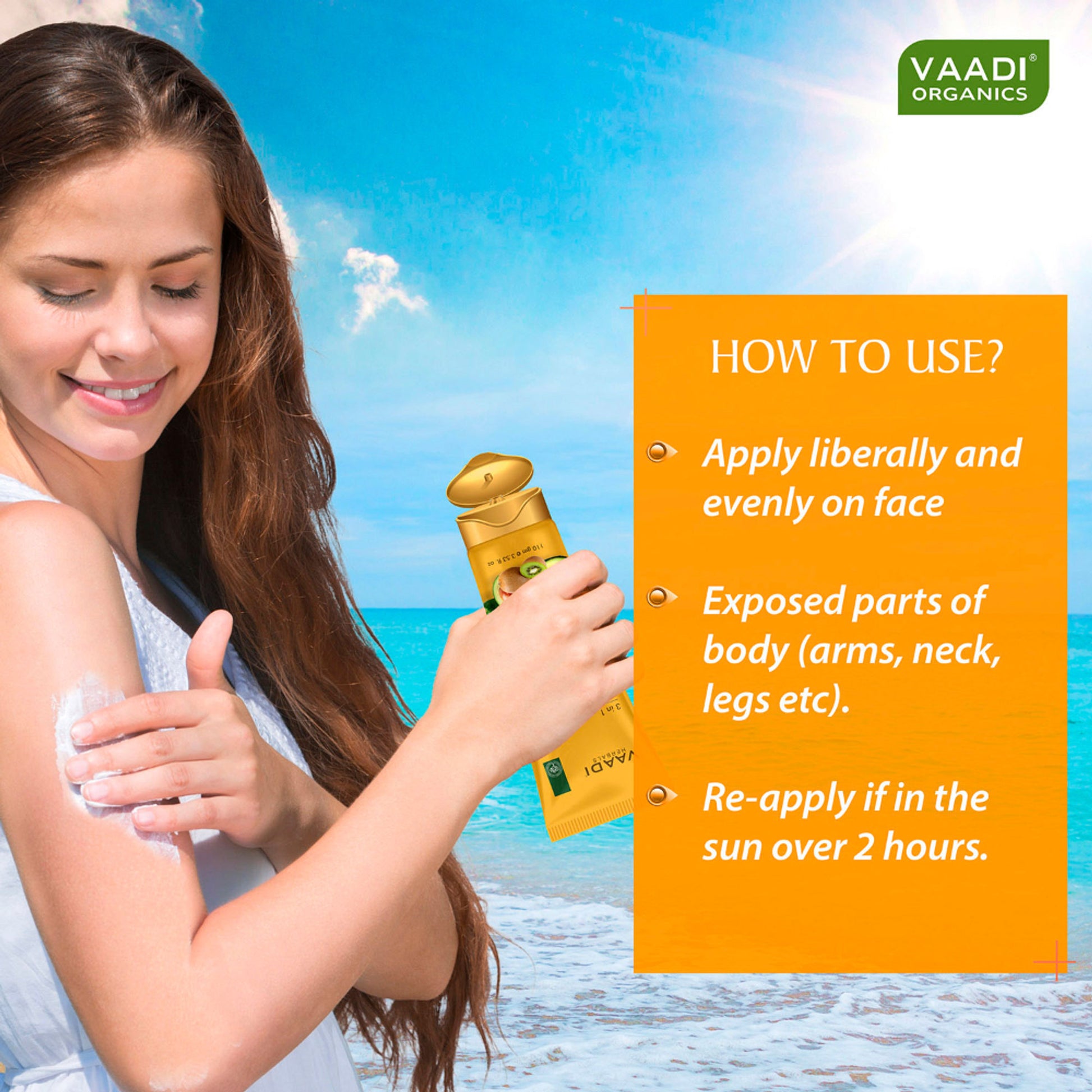Vaadi Herbals 3 In 1 Sunscreen Cream with Extract Of Kiwi & Avocado
