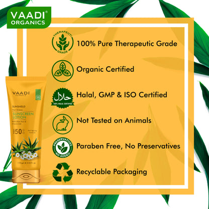 Vaadi Herbals Sunshield Non-Greasy Sunscreen Lotion With Aloe Vera & Chamomile SPF 50