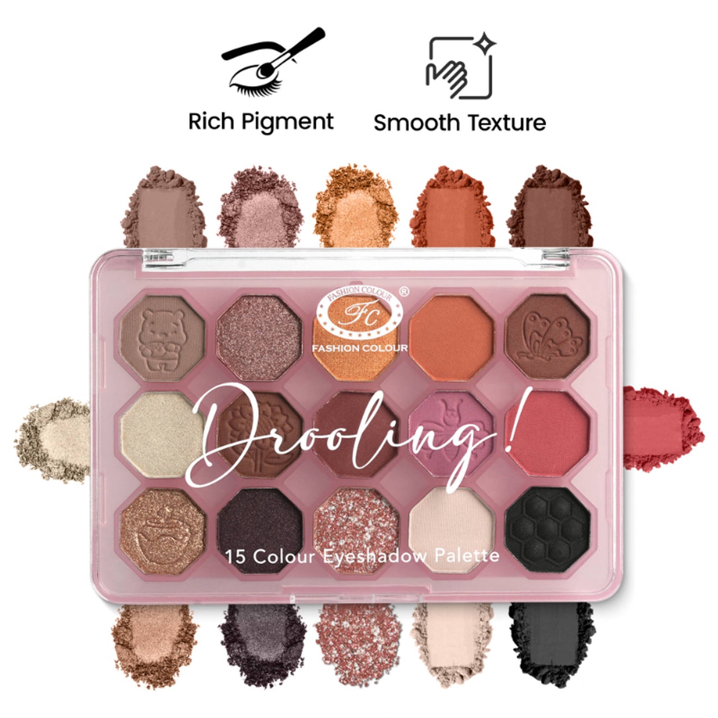 FASHION COLOUR Drooling 15 Colour Eyeshadow Palette - Shade 01