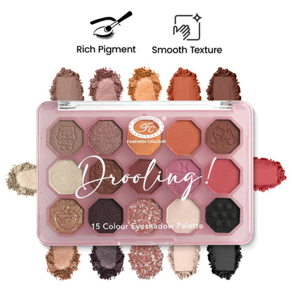 FASHION COLOUR Drooling 15 Colour Eyeshadow Palette - Shade 01