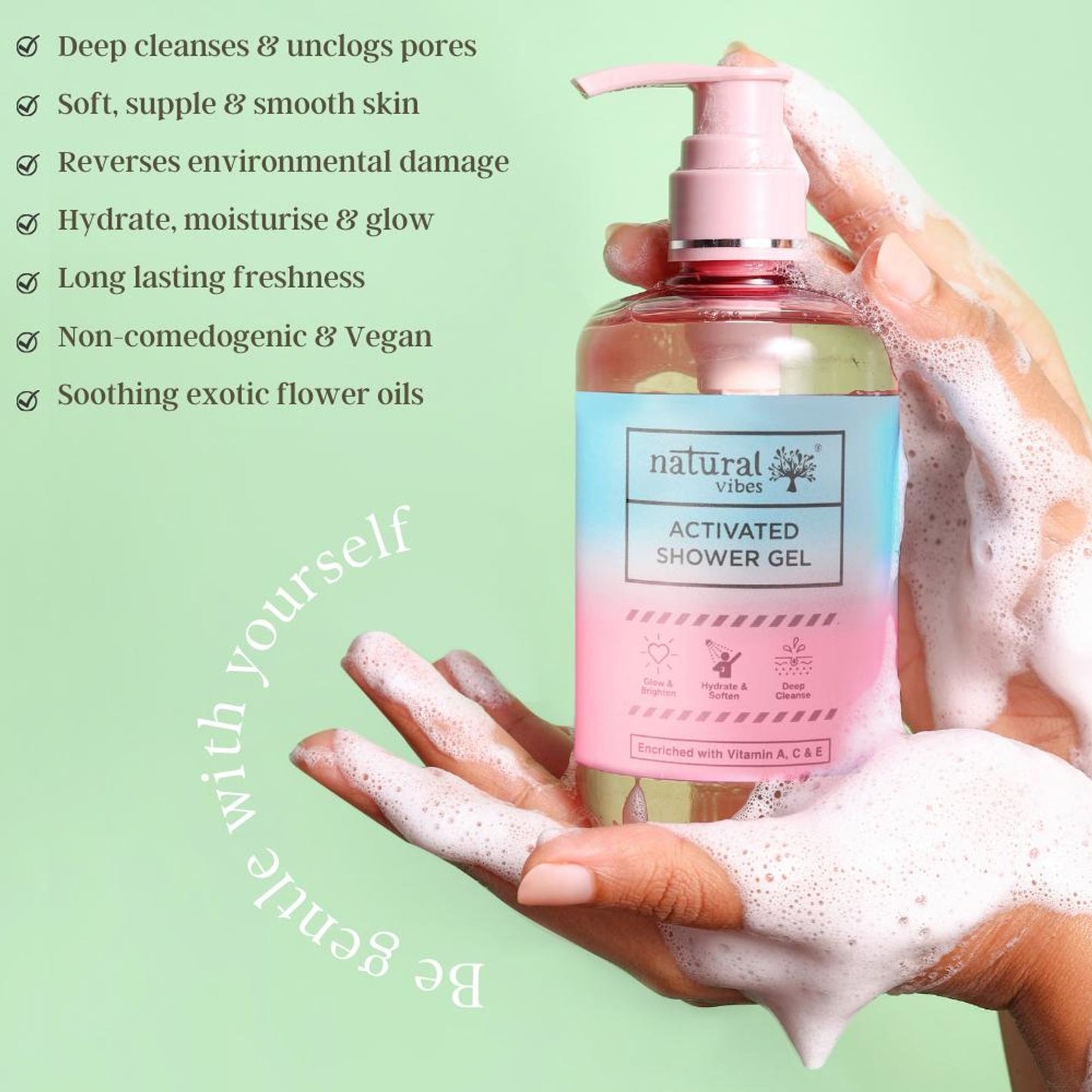 Natural Vibes Activated Shower Gel Body Wash