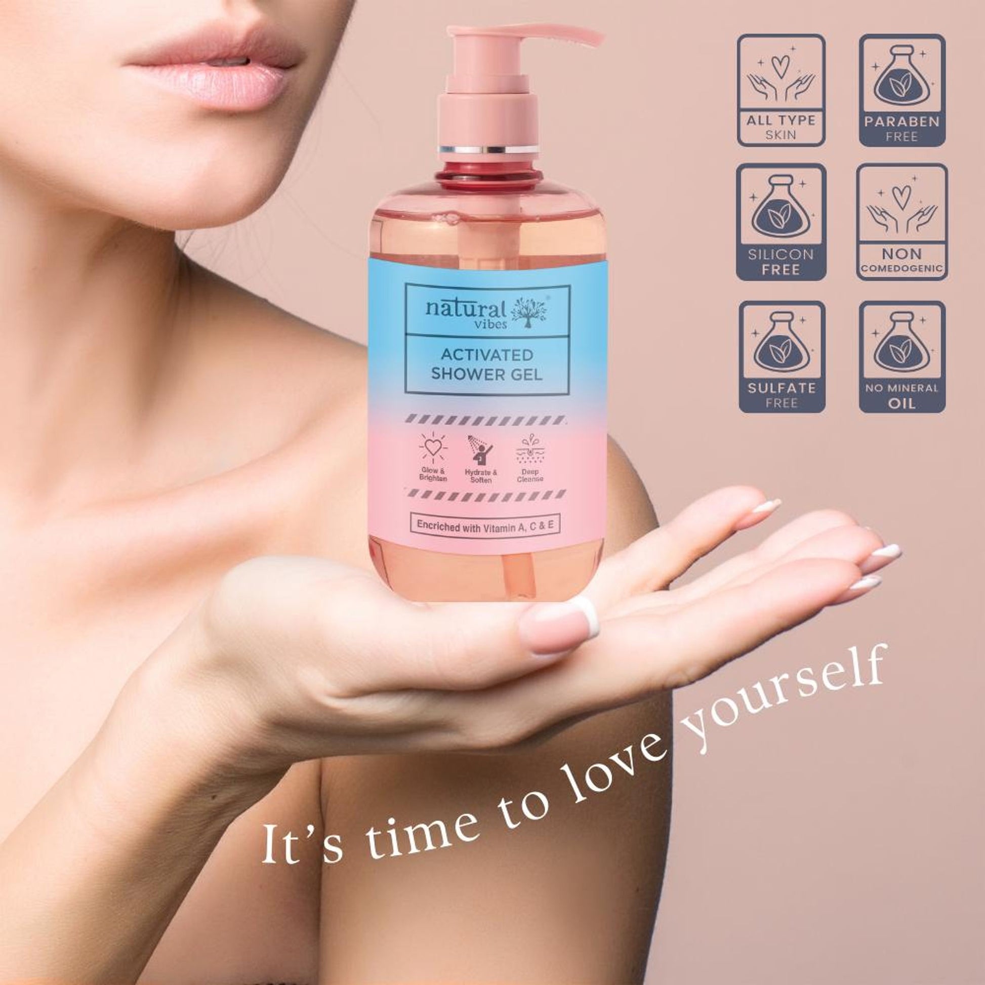 Natural Vibes Activated Shower Gel Body Wash