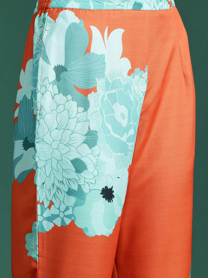 Indyancart IE Floral Printed Kurta with Trousers