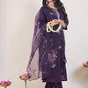Dhiyona IE Floral Embroidered Regular Thread Work Kurta With Trousers & Dupatta