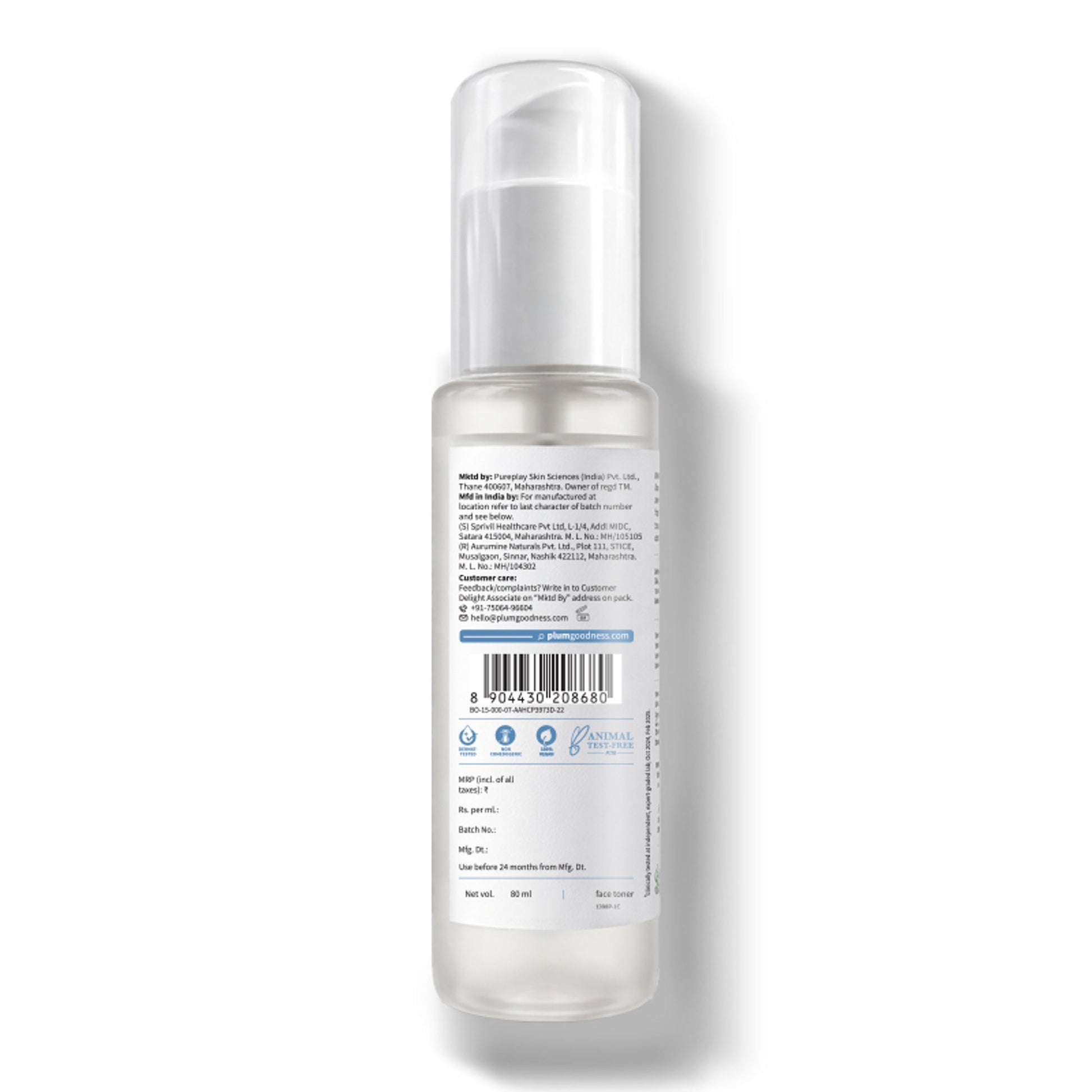 Plum 3% Niacinamide Alcohol-Free Toner With Rice Water