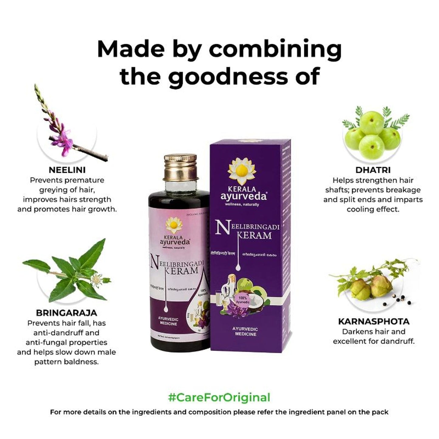 Kerala Ayurveda Neelibringadi Keram Daily Hair Oil For Delay Premature Greying With Neeli