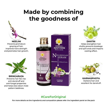 Kerala Ayurveda Neelibringadi Keram Daily Hair Oil For Delay Premature Greying With Neeli