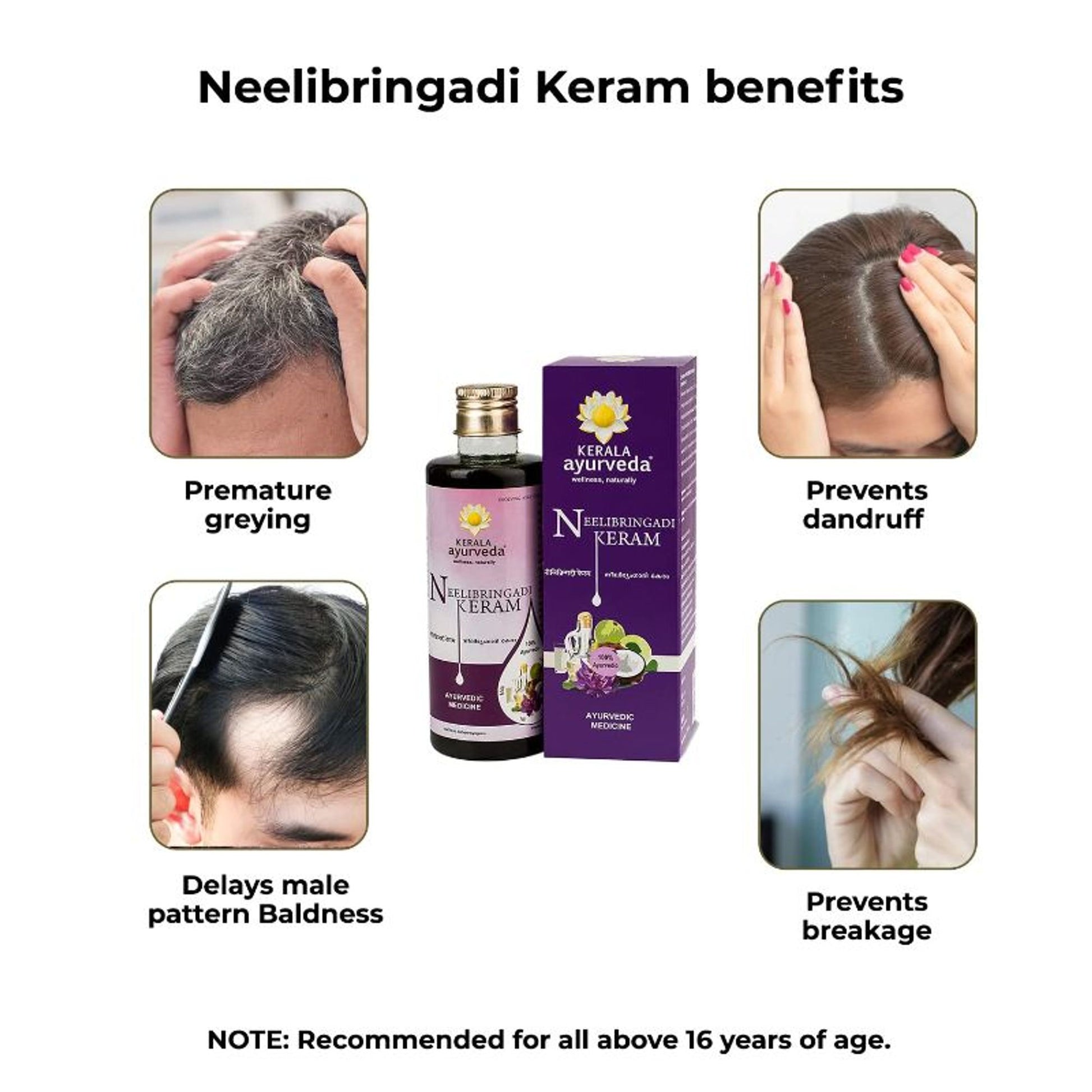 Kerala Ayurveda Neelibringadi Keram Daily Hair Oil For Delay Premature Greying With Neeli
