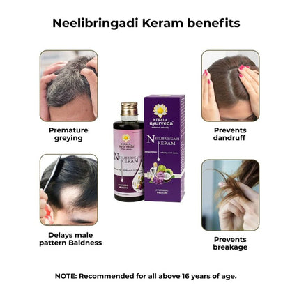 Kerala Ayurveda Neelibringadi Keram Daily Hair Oil For Delay Premature Greying With Neeli