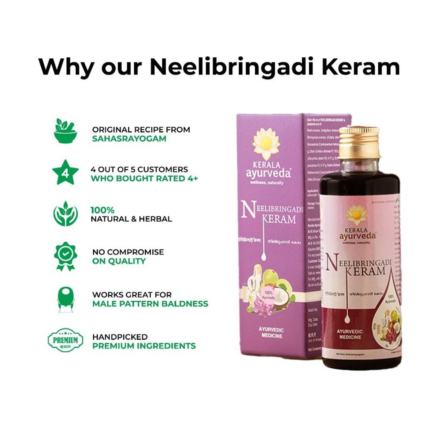 Kerala Ayurveda Neelibringadi Keram Daily Hair Oil For Delay Premature Greying With Neeli