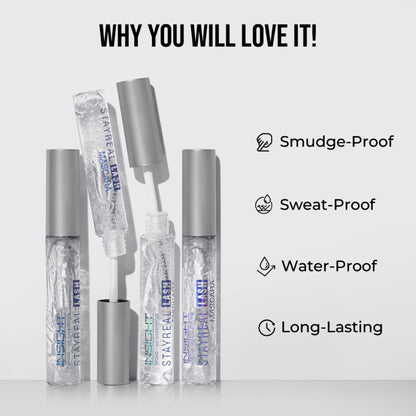 Insight Cosmetics Stay Real Transparent 2 In 1 Brow & Lash Mascara,Sweatproof Long Wear Formula - Transparent