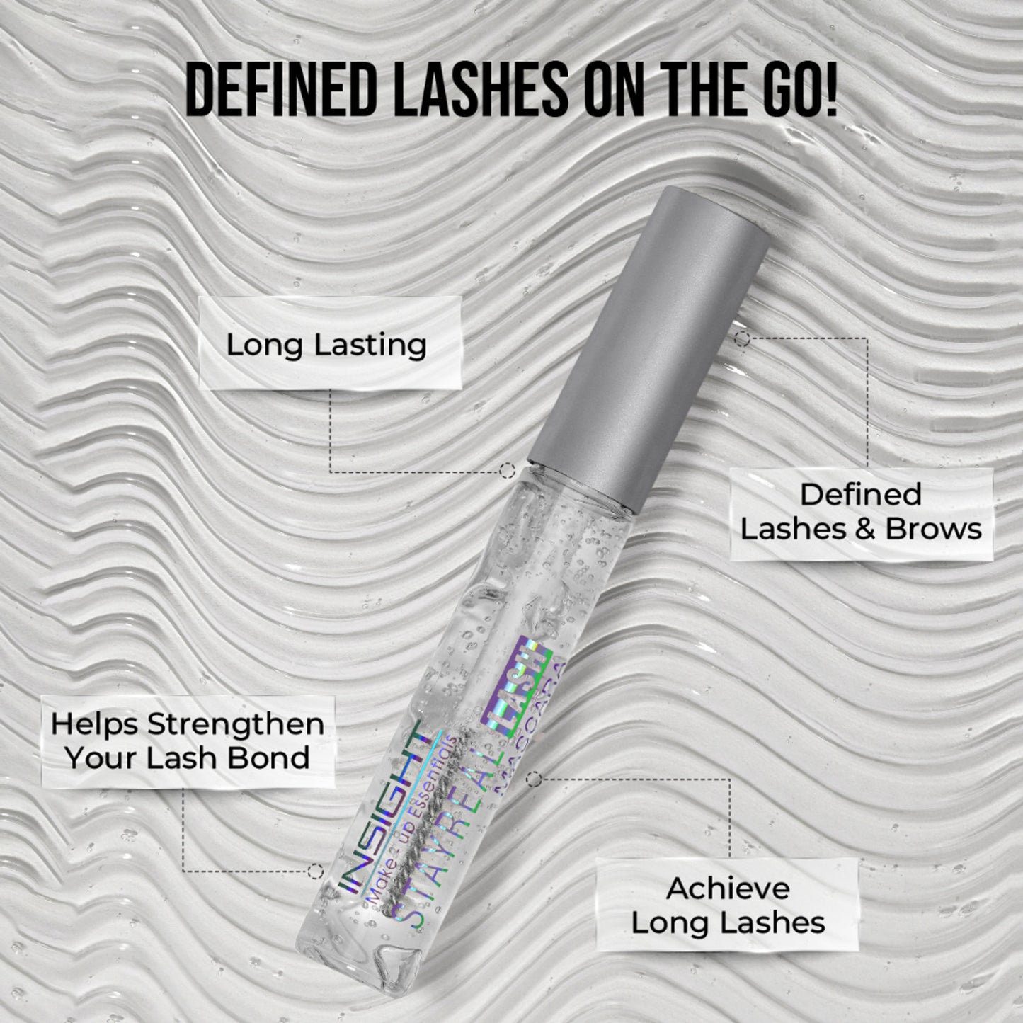 Insight Cosmetics Stay Real Transparent 2 In 1 Brow & Lash Mascara,Sweatproof Long Wear Formula - Transparent