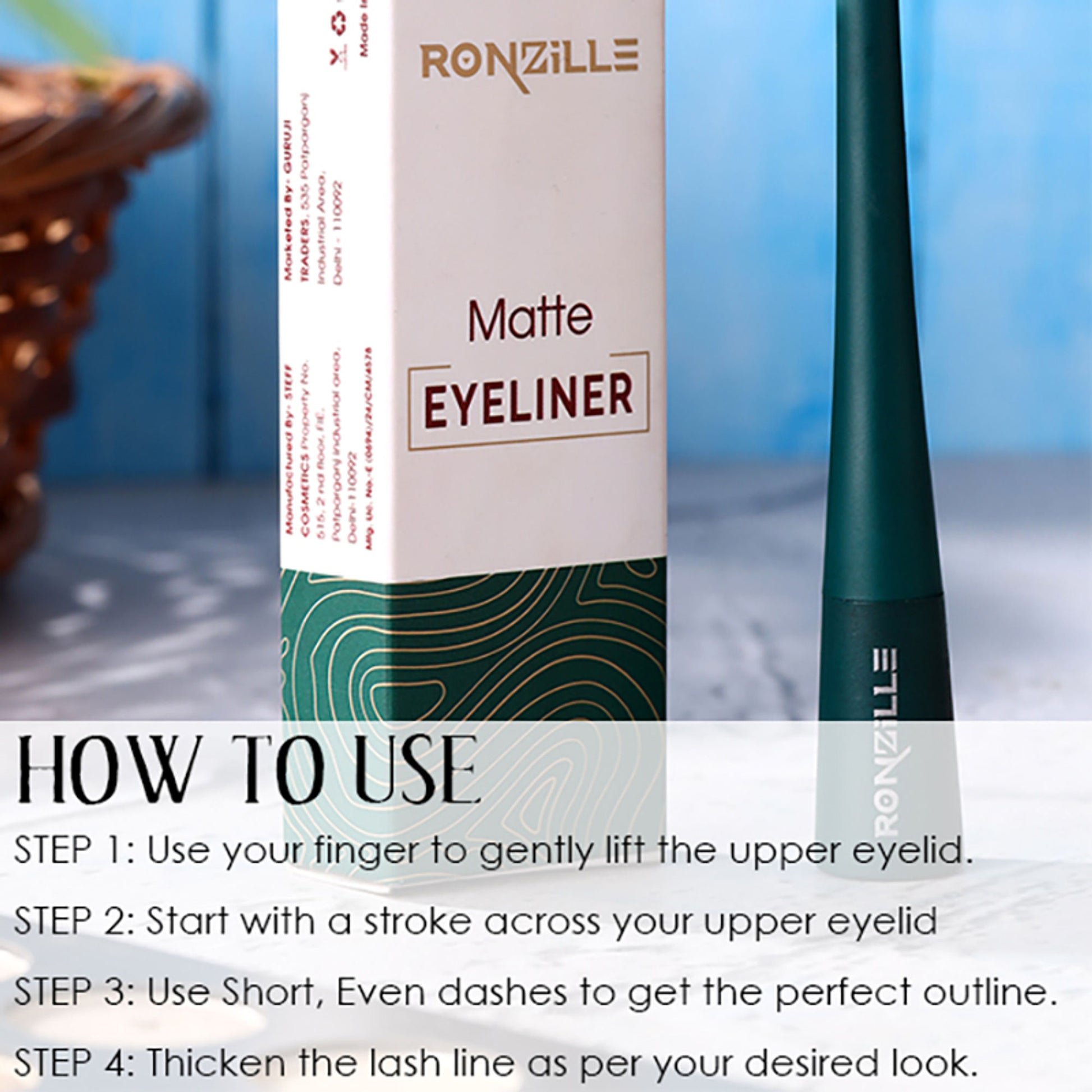 Ronzille Smudgeproof And Waterproof Liquid Matte Eyeliner - Green