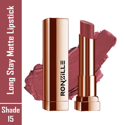 Ronzille Natural Colored Long Stay Matte Lipstick - Shade 18 - Shade-15