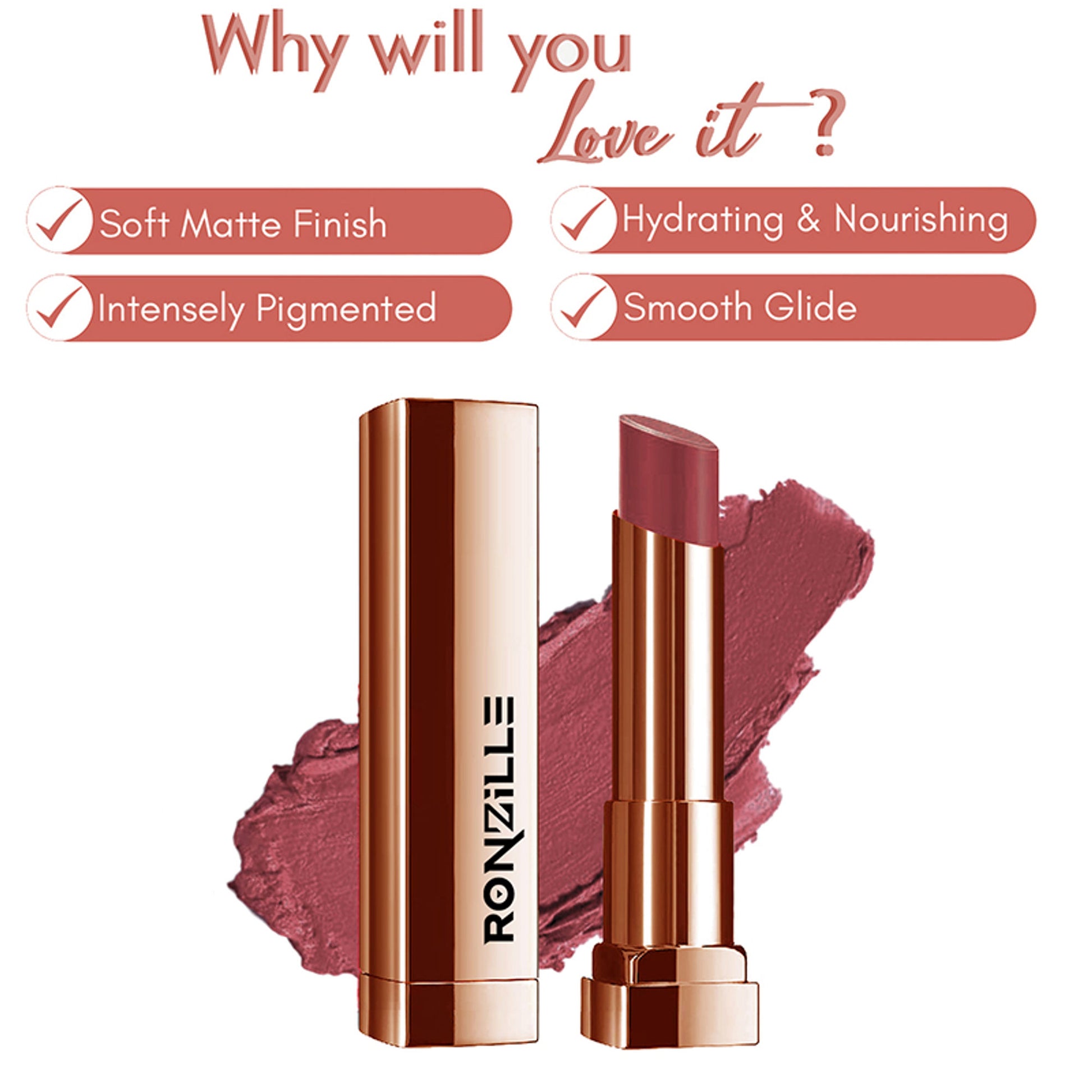 Ronzille Natural Colored Long Stay Matte Lipstick - Shade 18 - Shade-15