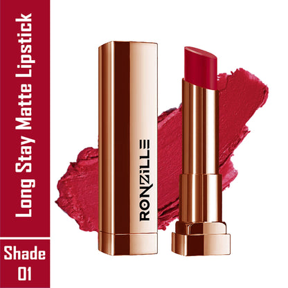 Ronzille Natural Colored Long Stay Matte Lipstick - Shade 18 - Shade-01