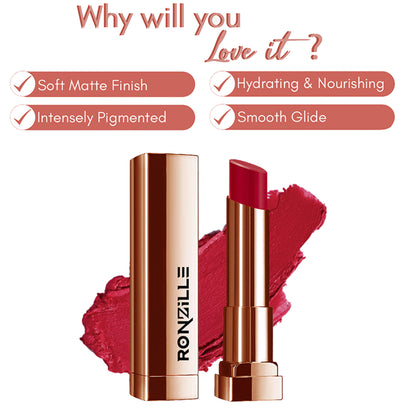 Ronzille Natural Colored Long Stay Matte Lipstick - Shade 18 - Shade-01