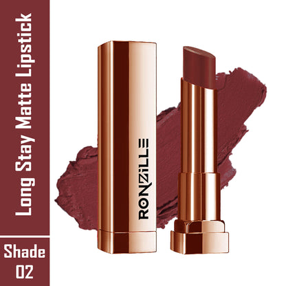 Ronzille Natural Colored Long Stay Matte Lipstick - Shade 18 - Shade-02