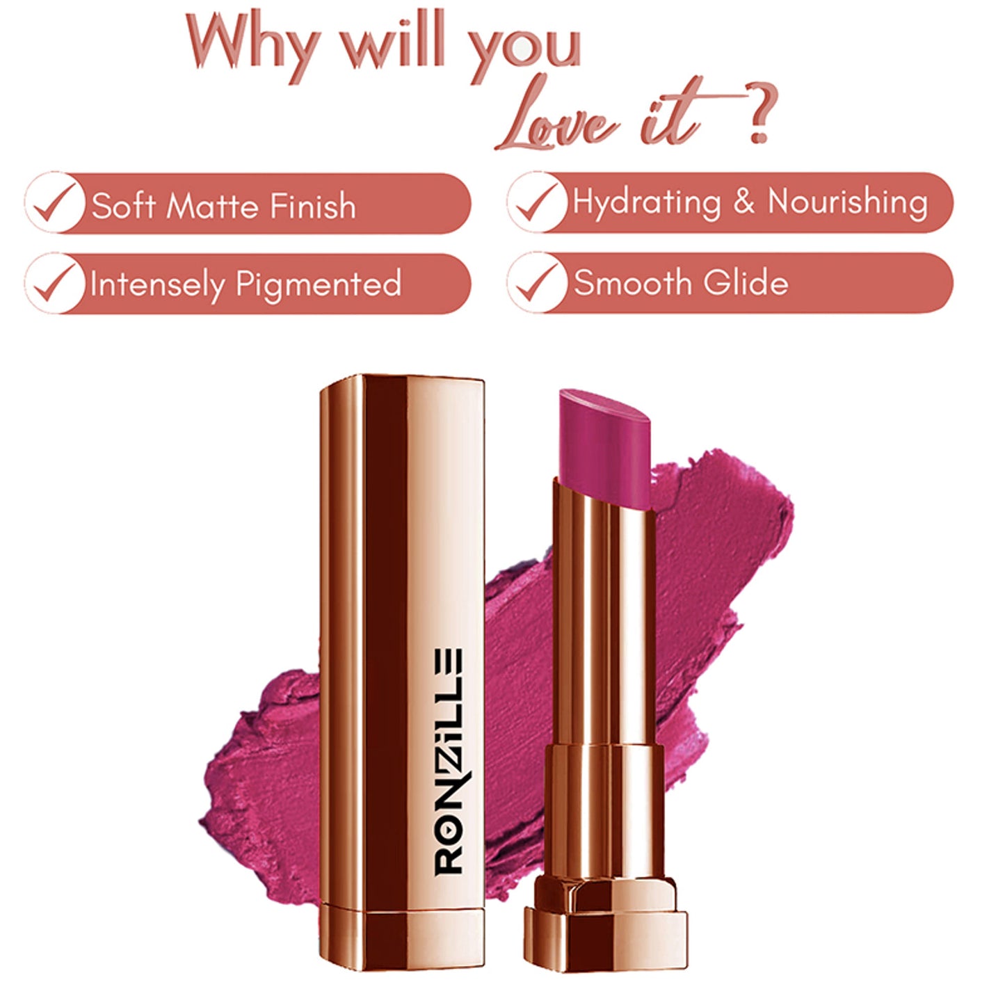 Ronzille Natural Colored Long Stay Matte Lipstick - Shade 18 - Shade-13