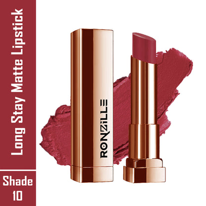 Ronzille Natural Colored Long Stay Matte Lipstick - Shade 18 - Shade-10