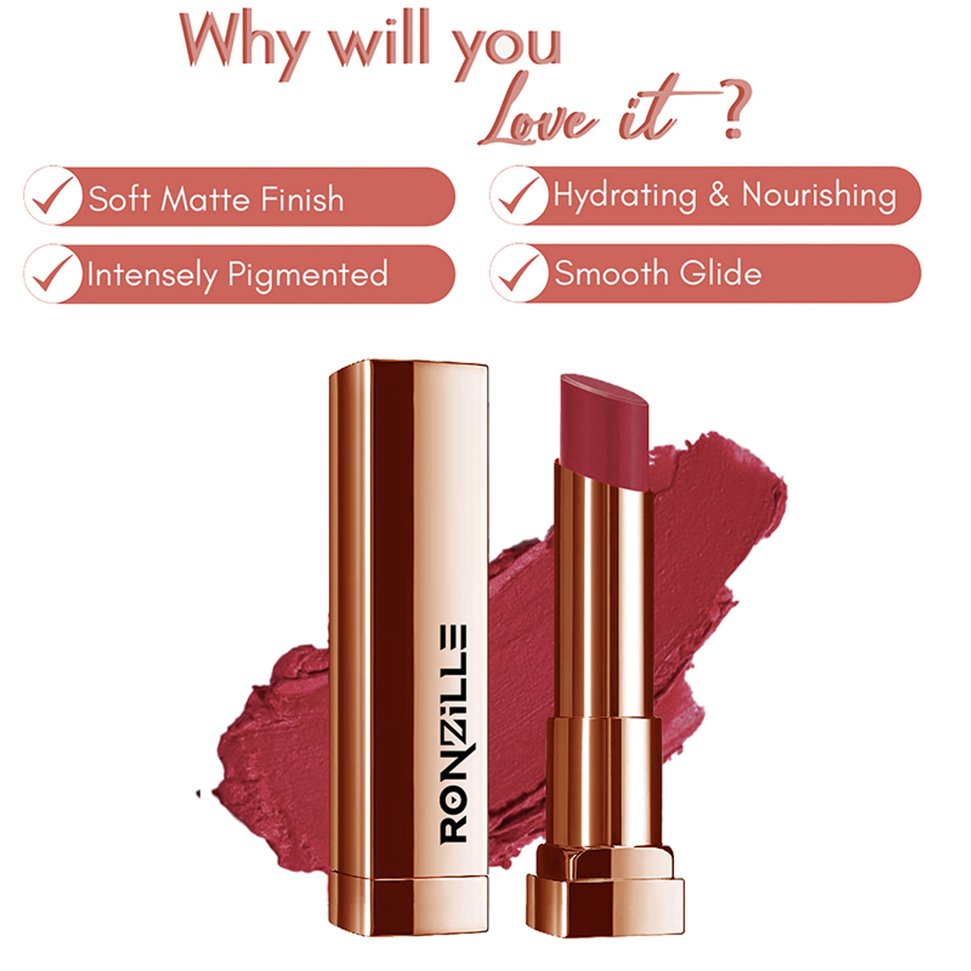Ronzille Natural Colored Long Stay Matte Lipstick - Shade 18 - Shade-10