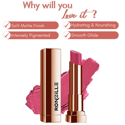 Ronzille Natural Colored Long Stay Matte Lipstick - Shade 18 - Shade-06
