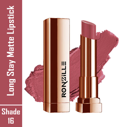 Ronzille Natural Colored Long Stay Matte Lipstick - Shade 18 - Shade-16