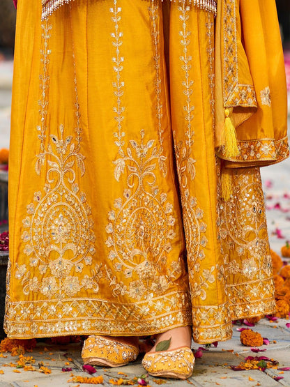 Indyancart IE Floral Embroidered Zari Straight Kurta With Palazzos And Dupatta