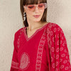 Dhiyona IE Ethnic Motifs Printed Pure Cotton V-Neck A-Line Kurta With Trousers & Dupatta