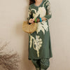 Dhiyona IE Floral Printed V-Neck Sequinned Straight Kurta with Salwar