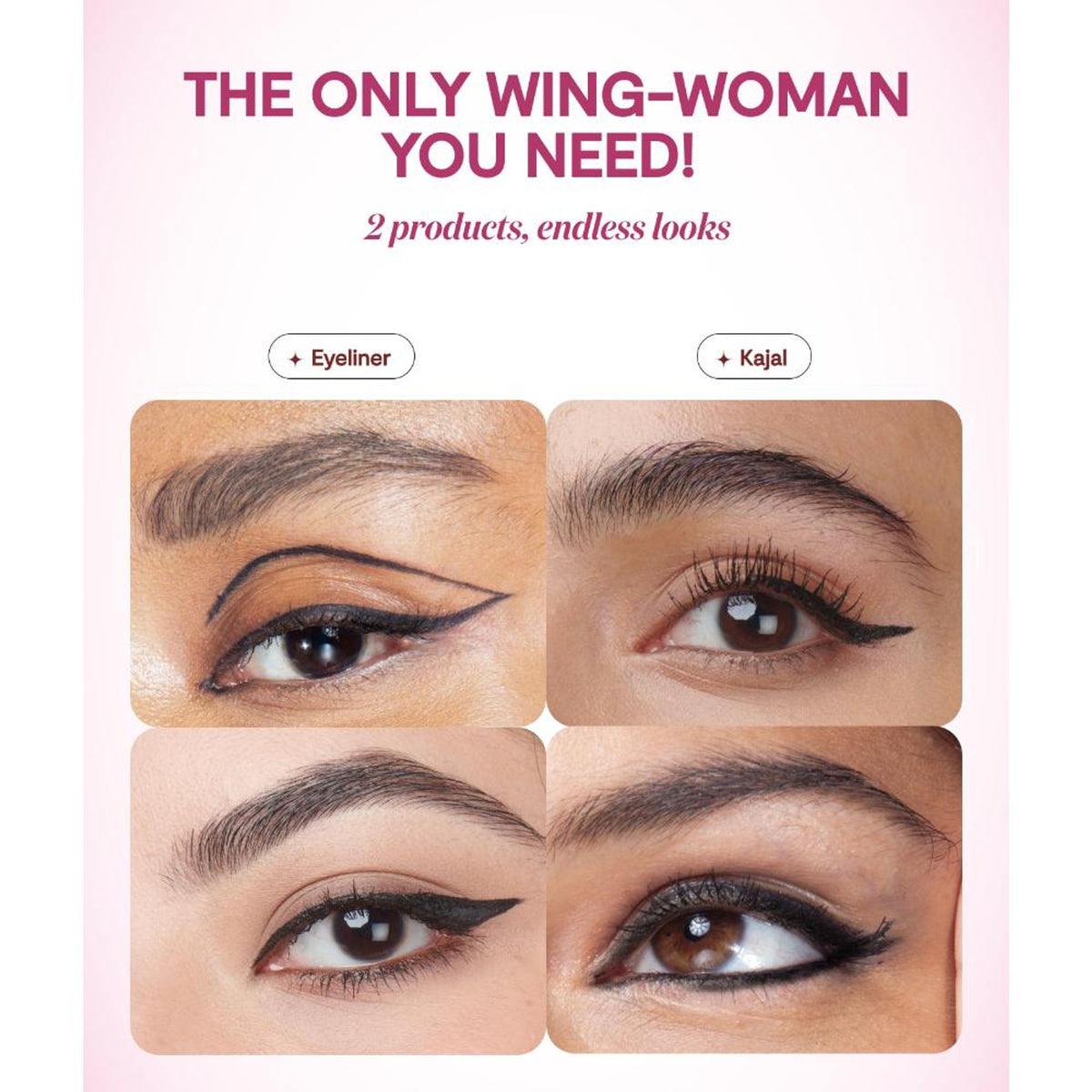 Gush Beauty Eye Like Options 2-in-1 black felt tip eyeliner and creamy kohl pencil, close-up of the dual-ended makeup tool