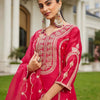 Dhiyona IE Women Ethnic Motifs Embroidered Panelled Kurta with Trousers & With Dupatta