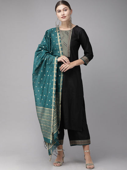 Dhiyona IE Ethnic Motifs Yoke Design Patchwork Kurta With Palazzos & Dupatta