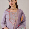 Dhiyona IE Floral Embroidered Round Neck Thread Work Straight Kurta & Trousers & Dupatta