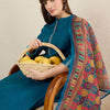Dhiyona IE Women Solid Embroidered Kurta with Trousers & Dupatta