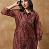 Dhiyona VA Women's Bandhani Printed Regular Chanderi Silk Kurta with Trousers