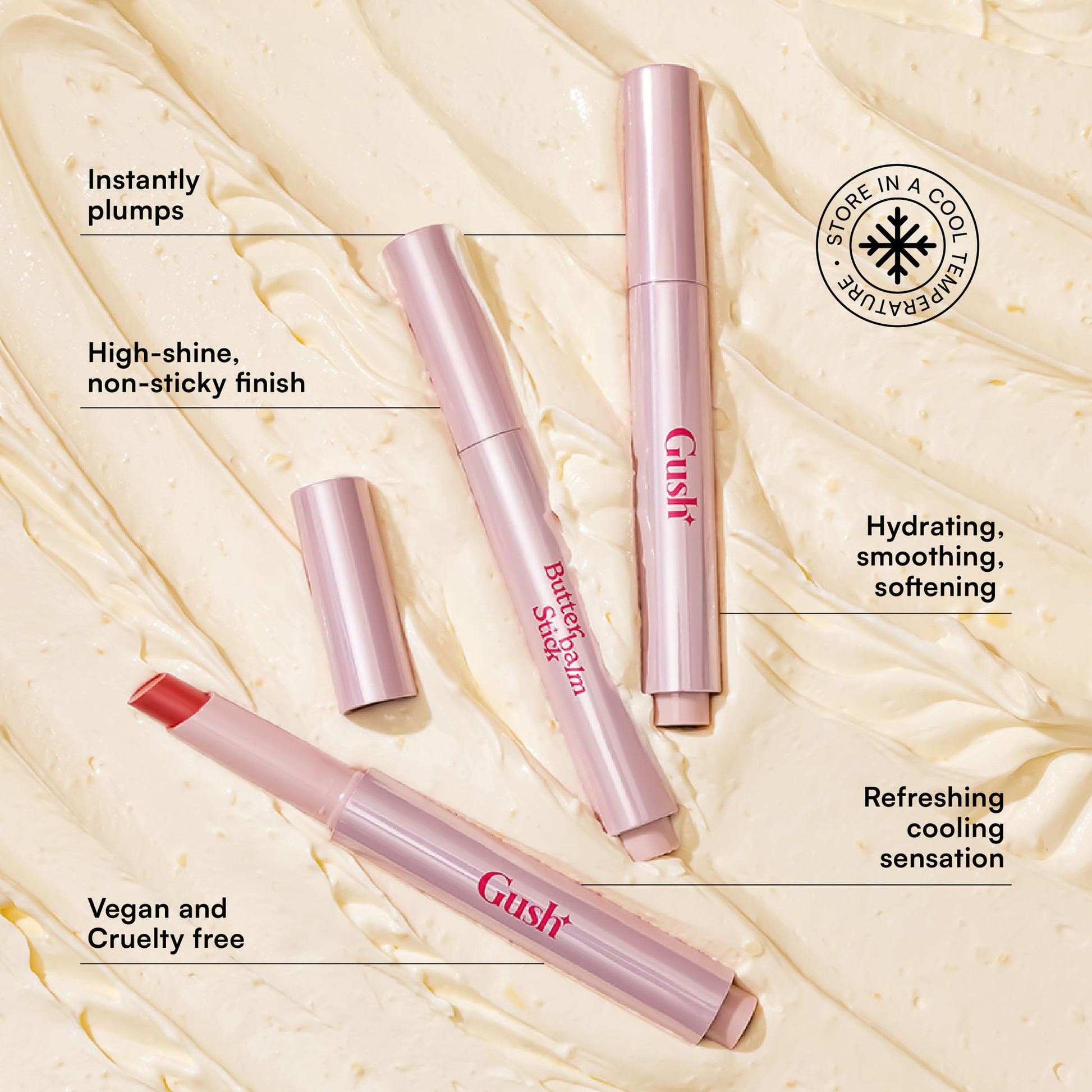 Gush Beauty Hybrid Gloss Butter Balm High Shine & Hydrating - Warm Peach