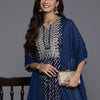 Indyancart IE Women Floral Yoke Design Regular Sequinned Kurta with Trousers & Dupatta