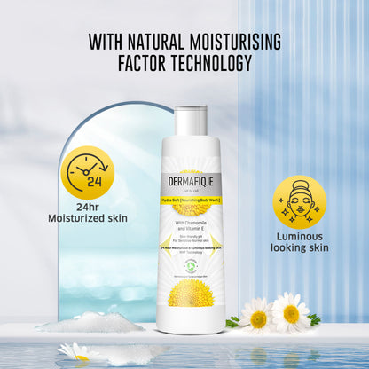 Dermafique Hydra Soft Nourishing Body Wash - 24 hr Moisture, Hyaluronic Acid & NMF
