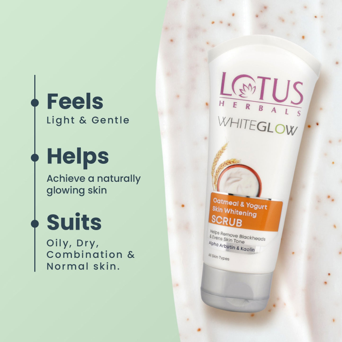 Lotus Herbals WhiteGlow Skin Brightening Oatmeal & Yogurt Face Scrub | All Skin Types