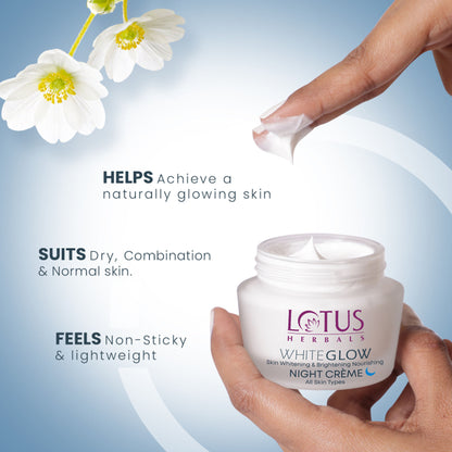 Lotus Herbals Whiteglow Skin Whitening & Brightening Nourishing Night Face Cream With Niacinamide