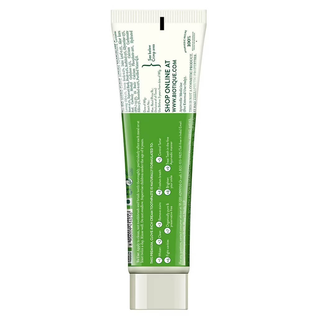 Biotique Clove & Tulsi Complete Care Toothpaste - Indyancart