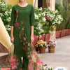 Dhiyona IE Floral Embroidered Thread Work Kurta With Trousers & Dupatta