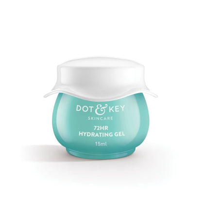 Dot & Key 72HR Hydrating Gel Moisturizer with probiotics, ceramides, and hyaluronic acid in an oil-free water gel formula.
