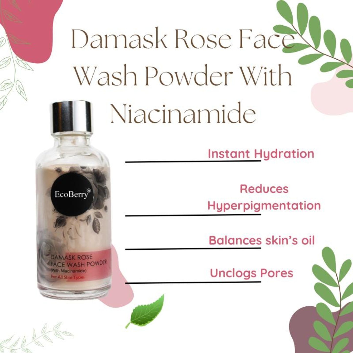 Ecoberry Damask Rose Face Wash Powder