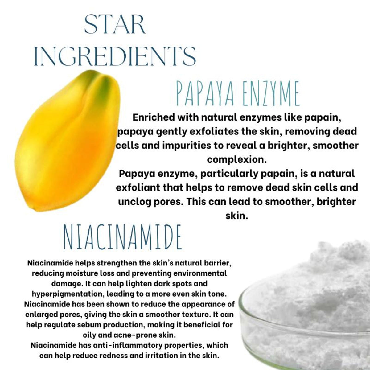 Ecoberry Papaya Enzyme Face Wash Powder in a jar, natural skincare product with papaya enzymes for gentle cleansing and exfoliation.