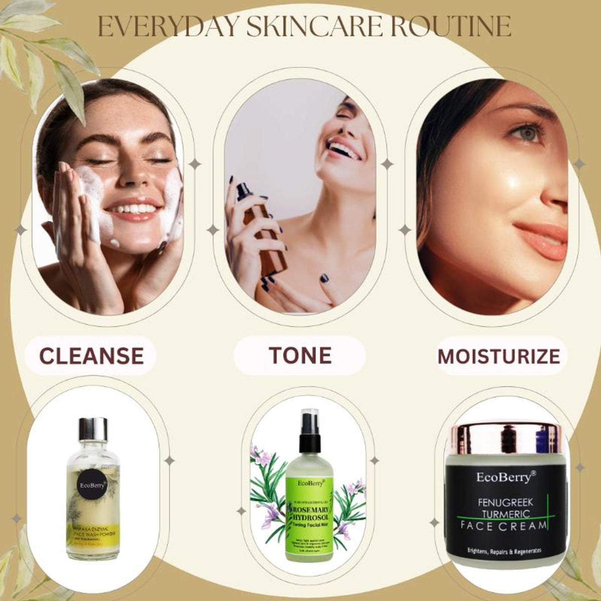 Ecoberry Papaya Enzyme Face Wash Powder in a white jar with a label featuring papaya images and natural skincare branding.