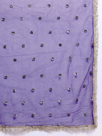 Indyancart VA Embroidered Empire Zari Kurta With Palazzos & Dupatta